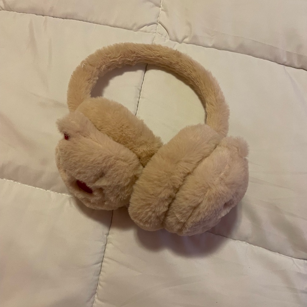 & Other Stories Plush Faux-Fur Over-Ear Headphones in Beige